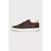 Men's brown leather and suede sneakers