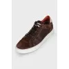 Men's brown leather and suede sneakers