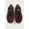 Men's brown leather and suede sneakers