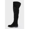 Suede over-the-knee boots with a back zip