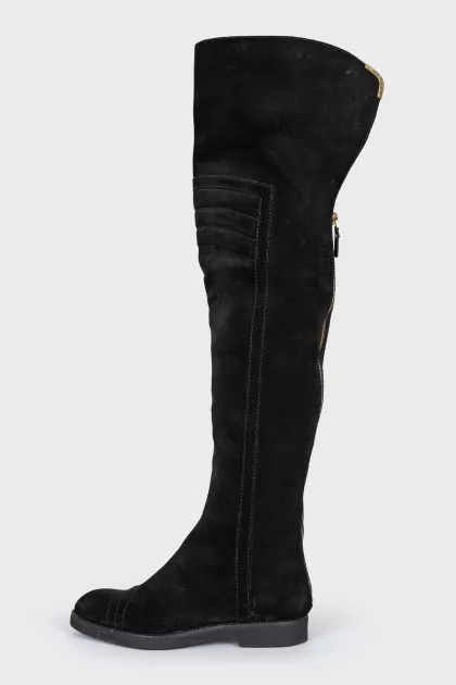 Suede over-the-knee boots with a back zip