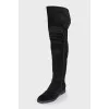 Suede over-the-knee boots with a back zip
