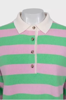 Striped wool and cashmere T-shirt