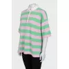 Striped wool and cashmere T-shirt