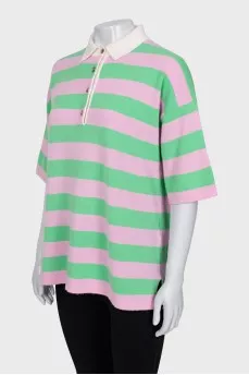 Striped wool and cashmere T-shirt