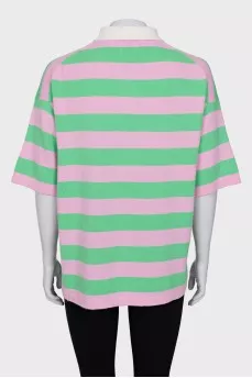 Striped wool and cashmere T-shirt