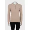 Beige button-down pullover