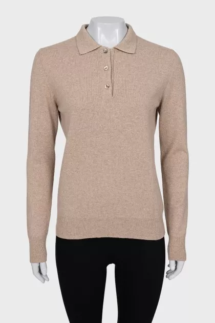 Beige button-down pullover
