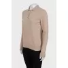 Beige button-down pullover