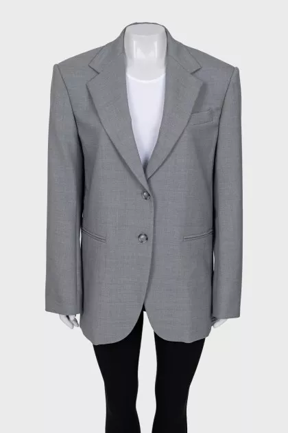 Straight-cut wool jacket with buttons