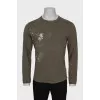 Men's green slim-fit long sleeve t-shirt