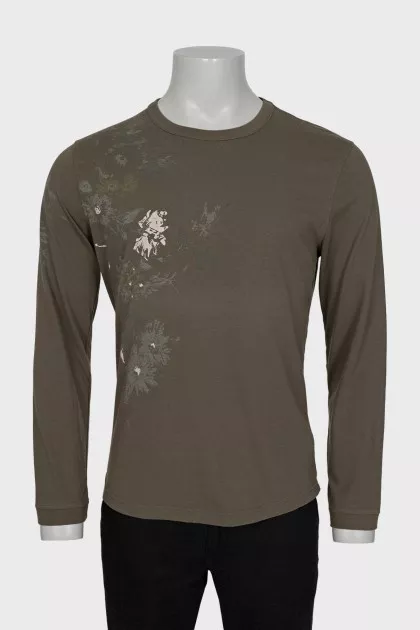 Men's green slim-fit long sleeve t-shirt