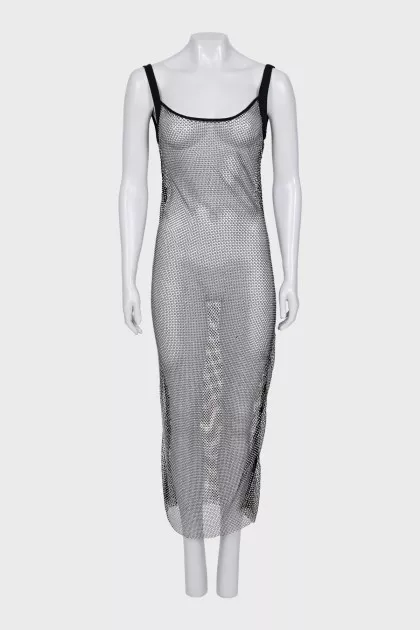 Mesh dress with rhinestones