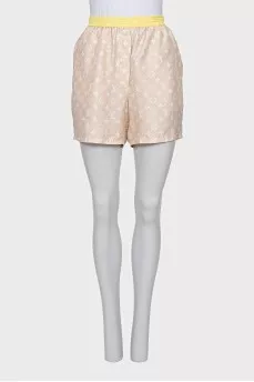 Silk shorts with signature print