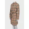 Plaid button-down dress with belt