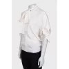 Silk button-down blouse with bow