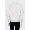 Silk button-down blouse with bow