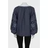 Blue linen blouse