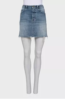 Denim skirt with a ripped effect