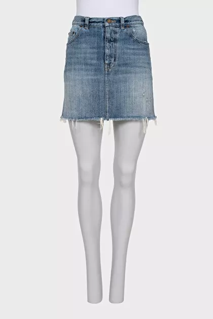 Denim skirt with a ripped effect
