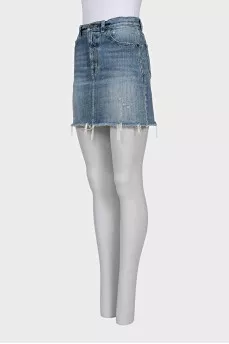 Denim skirt with a ripped effect