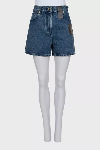 Denim shorts with signature monogram