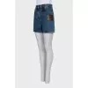 Denim shorts with signature monogram