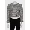 Cropped jacket in houndstooth print