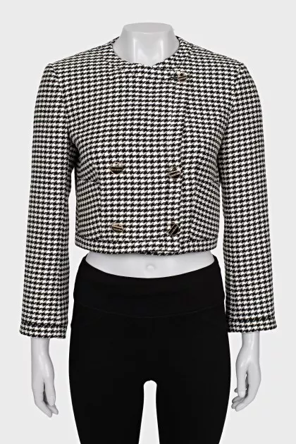 Cropped jacket in houndstooth print