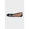 Textile ballet flats with leather toes