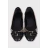 Textile ballet flats with leather toes