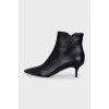 Leather kitten heel ankle boots