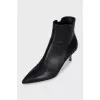 Leather kitten heel ankle boots