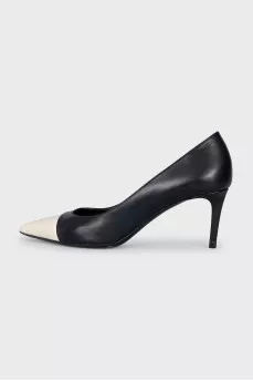 Leather pumps with contrasting toes