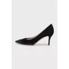 Black suede stiletto heels
