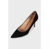 Black suede stiletto heels