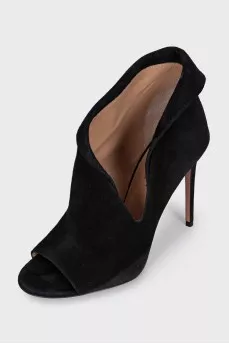 Suede open-toe heels