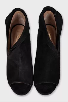 Suede open-toe heels