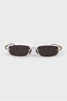 Sunglasses with gold frame and logo