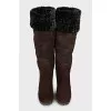 Insulated suede wedge boots