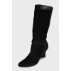 Black suede wedge boots