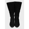Black suede wedge boots