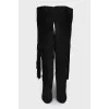 Suede over-the-knee boots with fringe