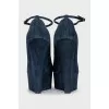 Blue suede wedge shoes