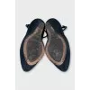 Blue suede wedge shoes
