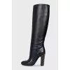 Leather boots with studded heels