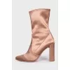 Pink textile half-boots