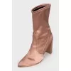 Pink textile half-boots