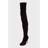 Brown suede stiletto heeled over-the-knee boots