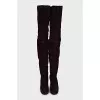 Brown suede stiletto heeled over-the-knee boots